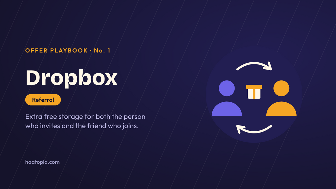 Illustration for Dropbox’s Referral offer: Extra free storage for both the person who invites and the friend who joins.
